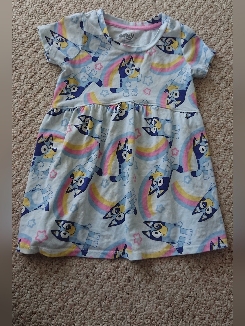 Bluey Short Sleeve Light Blue Girls' Dress Size 3T